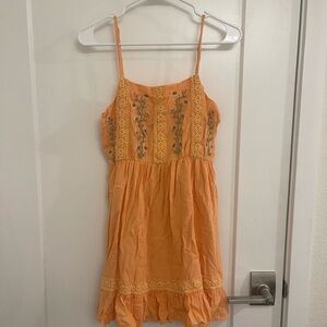 Bila 77 Orange Yellow Floral Sleeveless Embroidered Mini Dress